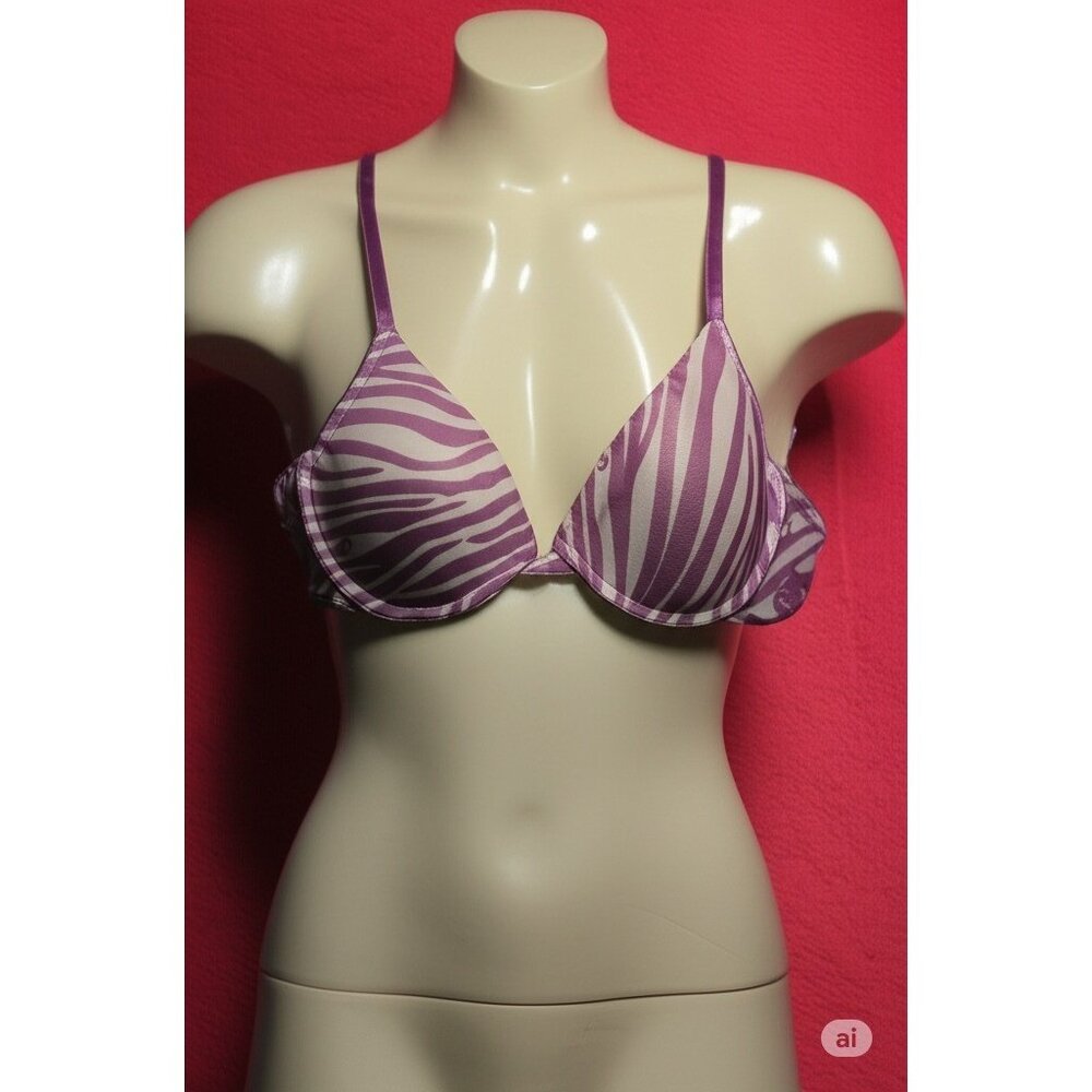 Dereon Purple White Underwire T Shirt Bra Size 36C